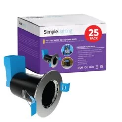 Multi Pack Of 25 Fire Rated Downlights, With Quick Connectors - Brushed Chrome/Satin Nickel