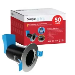 Multi Pack Of 50 Fire Rated Downlights - Brushed Chrome/Satin Nickel, With Quick Connectors