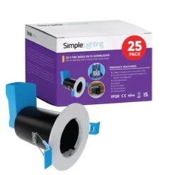 Multi Pack Of 25 Fire Rated Downlights - White Finish, Includes Quick Connectors