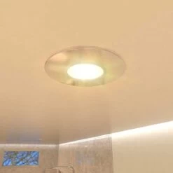 Pack Of 10, 8w LED Fire Rated Downlight, Brushed Chrome Bezel -LED Downlights Store fr led cct bathroom 3000k sn compressed scene 3.1433 1 1 1