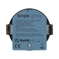 8w LED Fire Rated Downlight, Matt Black Bezel -LED Downlights Store fr led cct product black bottom compressed