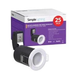 Pack Of 25 GU10 Die-Cast Fixed Fire Rated Downlights In A White Finish