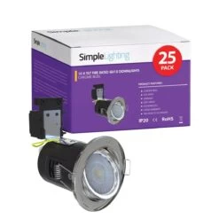 25 X Tilt Fire Rated GU10 Downlights, Chrome Bezel
