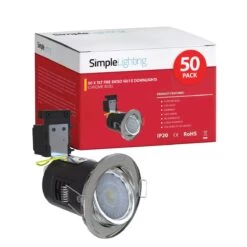 50 X Tilt Fire Rated GU10 Downlights, Chrome Bezel