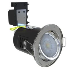 10 X Tilt Fire Rated GU10 Downlights, Chrome Bezel 16 10 X Tilt Fire Rated GU10 Downlights, Chrome Bezel -LED Downlights Store frk t ch product angle 3 rotate.983