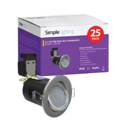 25 X Tilt Fire Rated GU10 Downlights, Brushed Chrome