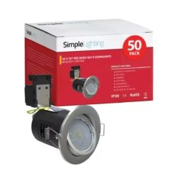 50 X Tilt Fire Rated GU10 Downlights, Brushed Chrome