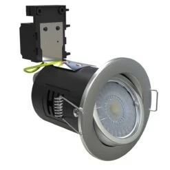 25 X Tilt Fire Rated GU10 Downlights, Brushed Chrome -LED Downlights Store frk t sn product angle 3 rotate.953 1