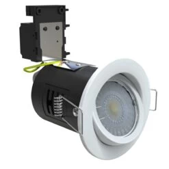 10 X Tilt Fire Rated GU10 Downlights, White Bezel -LED Downlights Store frk t w product angle 3 rotate.961