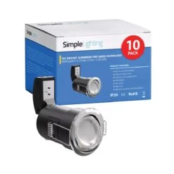 Pack Of 10 Adjustable Die-Cast Fire Rated GU10 Downlights With A Polished Chrome Finish