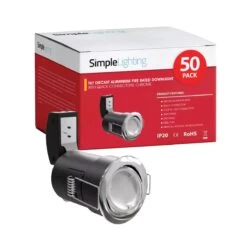 Pack Of 50 Tiltable Fire Rated GU10 Die-Cast Downlights With A Polished Chrome Finish