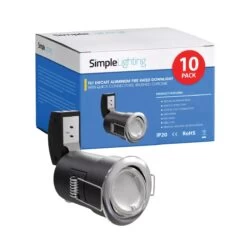 Pack Of 10 Tilt GU10 Fire Rated Downlights With A Brushed Chrome Finish