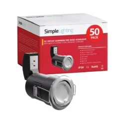 Pack Of 50 GU10 Fire Rated Tilt Downlights With A Brushed Chrome Finish