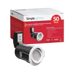 Pack Of 50 Die-Cast Tilt Fire Rated GU10 Downlights With A White Finish