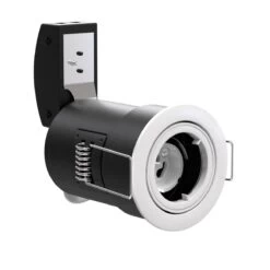 Pack Of 50 Die-Cast Tilt Fire Rated GU10 Downlights With A White Finish 25 Pack Of 50 Die-Cast Tilt Fire Rated GU10 Downlights With A White Finish -LED Downlights Store frtw product no bulb compressed scene 3 4