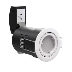 Pack Of 10 Die-Cast GU10 Fire Rated Tilt Downlights With A White Finish -LED Downlights Store frtw product with bulb compressed scene 3