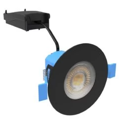 Pack Of 50 6w, Colour Adjustable Fire Rated Downlights, Matt Black -LED Downlights Store full shot of a 6w matt black fire rated downlight 3