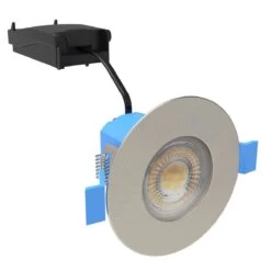 Pack Of 10 6w, Colour Adjustable Fire Rated Downlights, Brushed Chrome -LED Downlights Store full shot of a 6w satin nickel led downlight 3