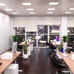 Pack Of 16 LED Panel Light, 595x595mm, TP(A), Cool Or Natural White 28 Pack Of 16 LED Panel Light, 595x595mm, TP(A), Cool Or Natural White -LED Downlights Store full shot of an office with cool white panels 2