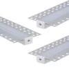 Pack Of 3 Trimless Plaster In Aluminium Profiles With Diffuser & End Caps , 2m Long