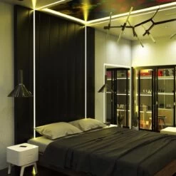 Pack Of 3 Trimless Plaster In Aluminium Profiles With Diffuser & End Caps , 2m Long -LED Downlights Store ld5051c bedroom walk in closet camera 1 compressed 1