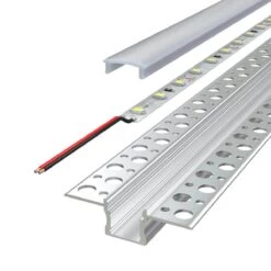 Trimless Plaster In Aluminium Profile With Diffuser & End Caps , 2m Long 22 Trimless Plaster In Aluminium Profile With Diffuser & End Caps , 2m Long -LED Downlights Store ld5051c product exploded compressed