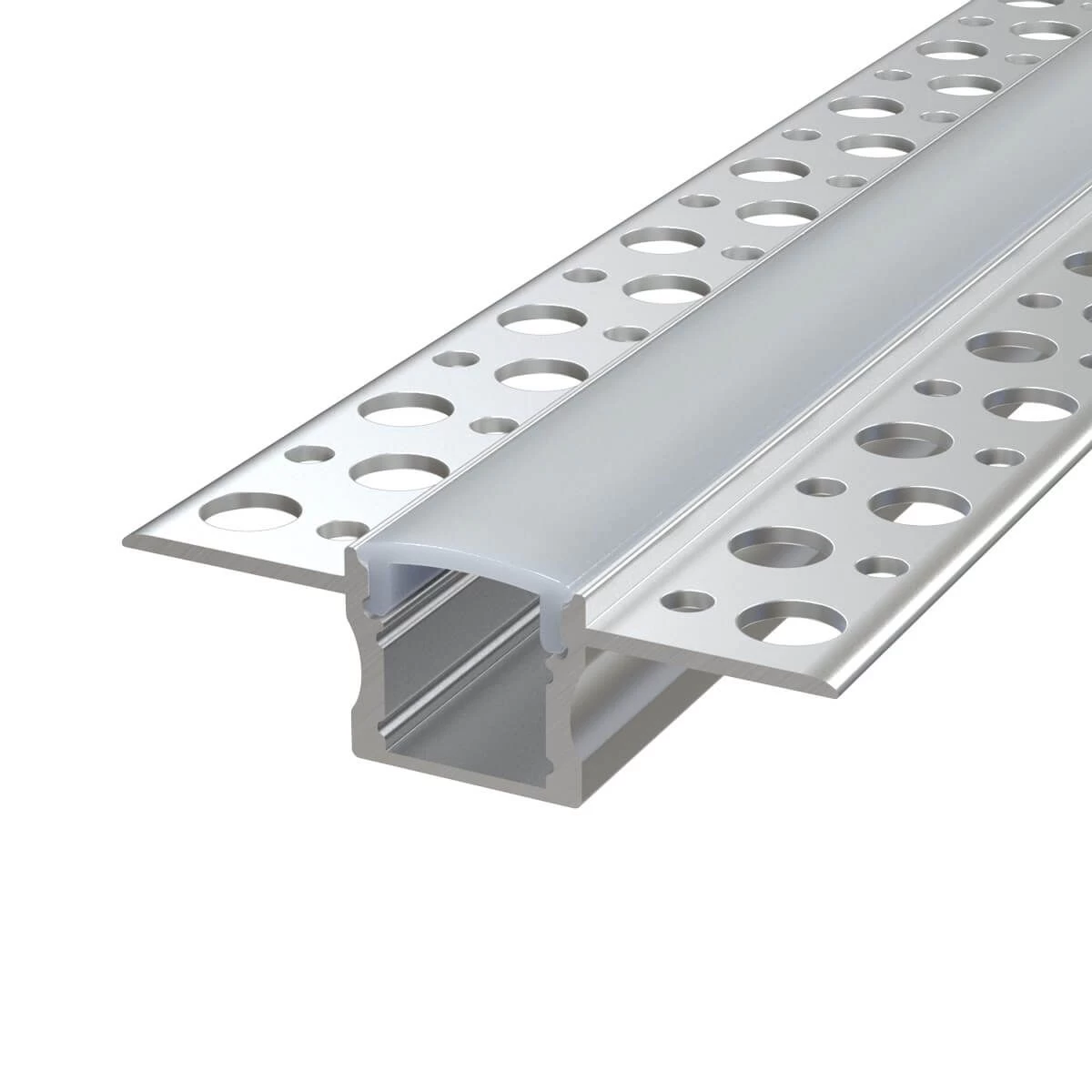 Trimless Plaster In Aluminium Profile With Diffuser & End Caps , 2m Long 1 Trimless Plaster In Aluminium Profile With Diffuser & End Caps , 2m Long