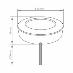 3 X 230v Brushed Chrome Surface/Recessed Mounted Under-Cabinet Lights -LED Downlights Store line drawing mains powered surface mounted led under cabinet light 1