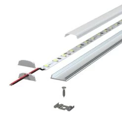 Pack Of 3 Bendable Aluminium LED Profiles, 1M Long -LED Downlights Store lr18062m product exploded compressed 2
