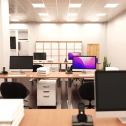 Pack Of 24 LED Panel Light, TP(A), 595x595mm - Cool Or Natural White 17 Pack Of 24 LED Panel Light, TP(A), 595x595mm - Cool Or Natural White -LED Downlights Store mid shot of an office with natural white light 2