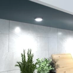 Mains Powered Brushed Chrome Surface/Recessed Mounted Under-Cabinet Light -LED Downlights Store natural white mains powered surface mounted led under cabinet light