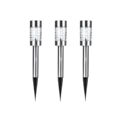 Pack Of 3 Nundle LED Solar Bollard Top Stake Lights