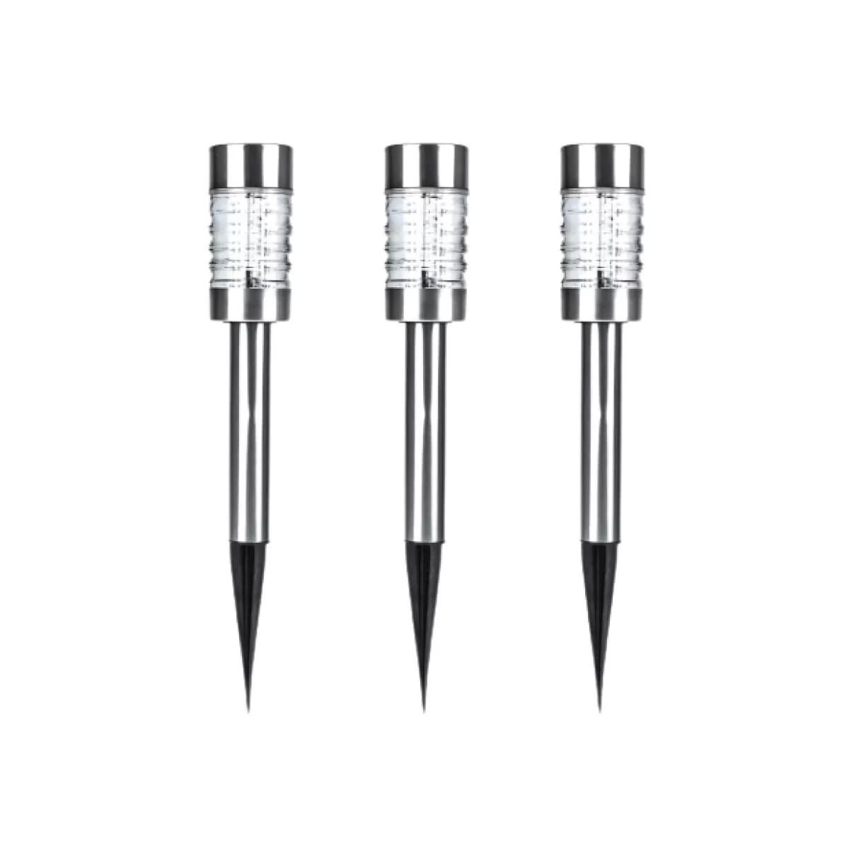 Pack Of 3 Nundle LED Solar Bollard Top Stake Lights 1 Pack Of 3 Nundle LED Solar Bollard Top Stake Lights