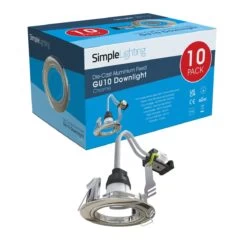 Pack Of 10 GU10 Downlight, Fixed, Die Cast In A Chrome Finish