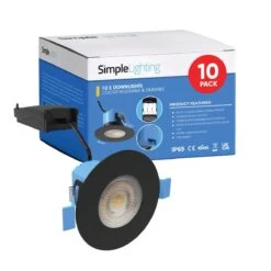 Pack Of 10 6w,10 Fire Rated Downlights, Matt Black