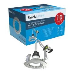 Pack Of 10 GU10 Downlight, Fixed Die Cast In A Brushed Chrome Finish