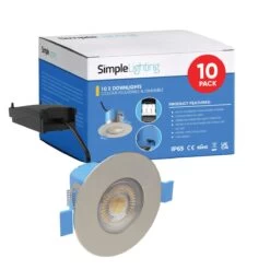 Pack Of 10 6w, Colour Adjustable Fire Rated Downlights, Brushed Chrome