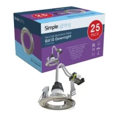 Pack Of 25 GU10 Downlight, Fixed, Die Cast In A Chrome Finish