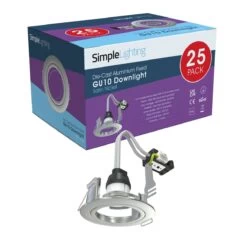 Pack Of 25 GU10 Downlight, Fixed Die Cast In A Brushed Chrome Finish