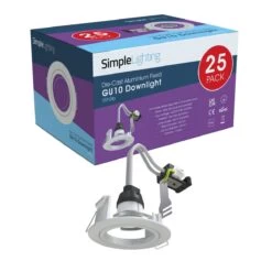 Pack Of 25 Fixed, GU10, Die Cast Downlight With A White Bezel