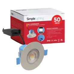 Pack Of 50 6w, Colour Adjustable Fire Rated Downlights, Brushed Chrome