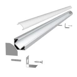 Pack Of 3 Corner Aluminium LED Profiles, 2M - Angled 45 Degree -LED Downlights Store pro cor 2m product exploded 01 compressed 1