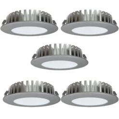 Pack Of 5 - High Brightness, Recessed LED Under Cabinet Lights & 15w Driver