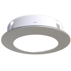 3 X 230v Brushed Chrome Surface/Recessed Mounted Under-Cabinet Lights -LED Downlights Store recessed mains powered led cabinet light natural white 1