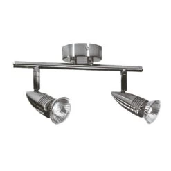 2 Light Twin Ceiling Spotlight In Chrome Or Brushed Chrome