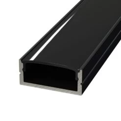 Black Aluminium Surface Mounted Profile, 2m Long With Cover & End Caps