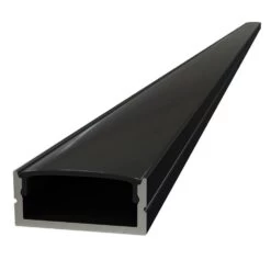 Black Aluminium Surface Mounted Profile, 2m Long With Cover & End Caps 19 Black Aluminium Surface Mounted Profile, 2m Long With Cover & End Caps -LED Downlights Store side of a black aluminium profile