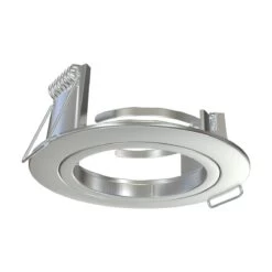 Pack Of 50 GU10 Downlight, Fixed Die Cast In A Brushed Chrome Finish -LED Downlights Store side view of a satin chrome bezel 2