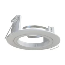 Pack Of 10 Fixed, GU10, Die Cast Downlight With A White Bezel 9 Pack Of 10 Fixed, GU10, Die Cast Downlight With A White Bezel -LED Downlights Store side view of a white bezel 3