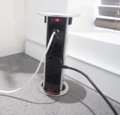 Premium Popup Plug Socket With QI Charger - Silver Or Black Finish